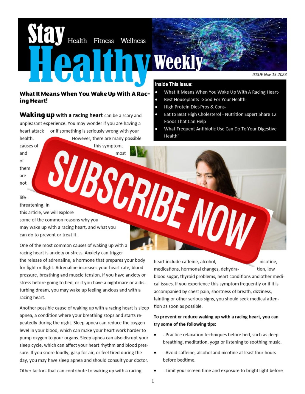 Subscribe Today For A Healthier Tomorrow! Get Our eNewsletter Direct To Your&nbsp;Inbox-