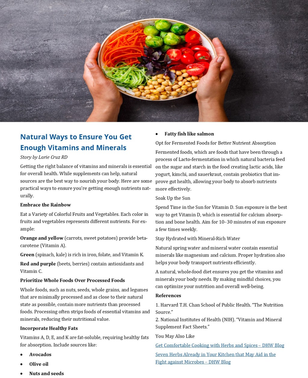 Natural Ways to Ensure You Get Enough Vitamins and&nbsp;Minerals