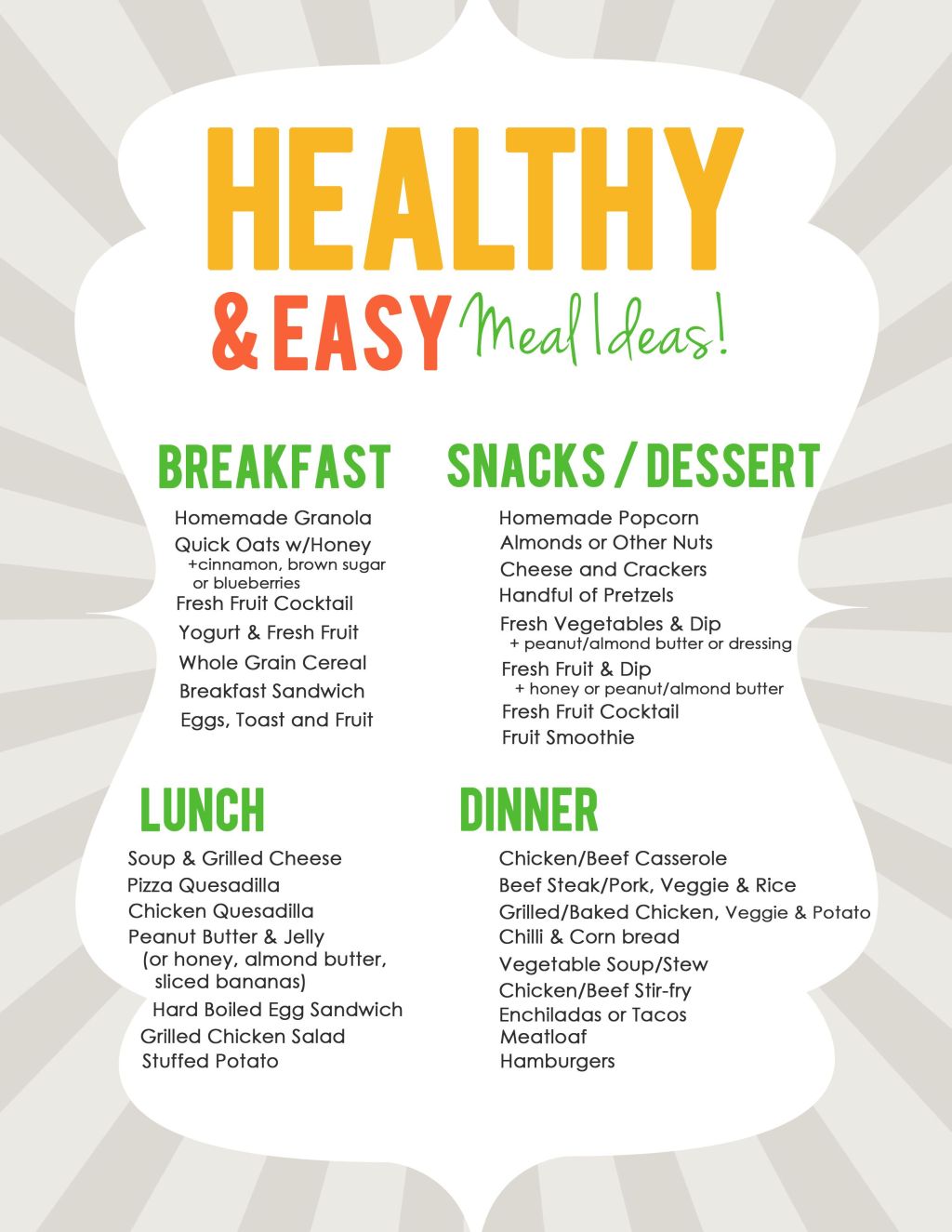 Daily Healthy Meal&nbsp;Ideas…